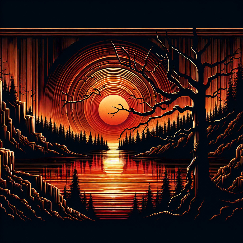 Sunset Reflection Over a Tranquil Lake Landscape