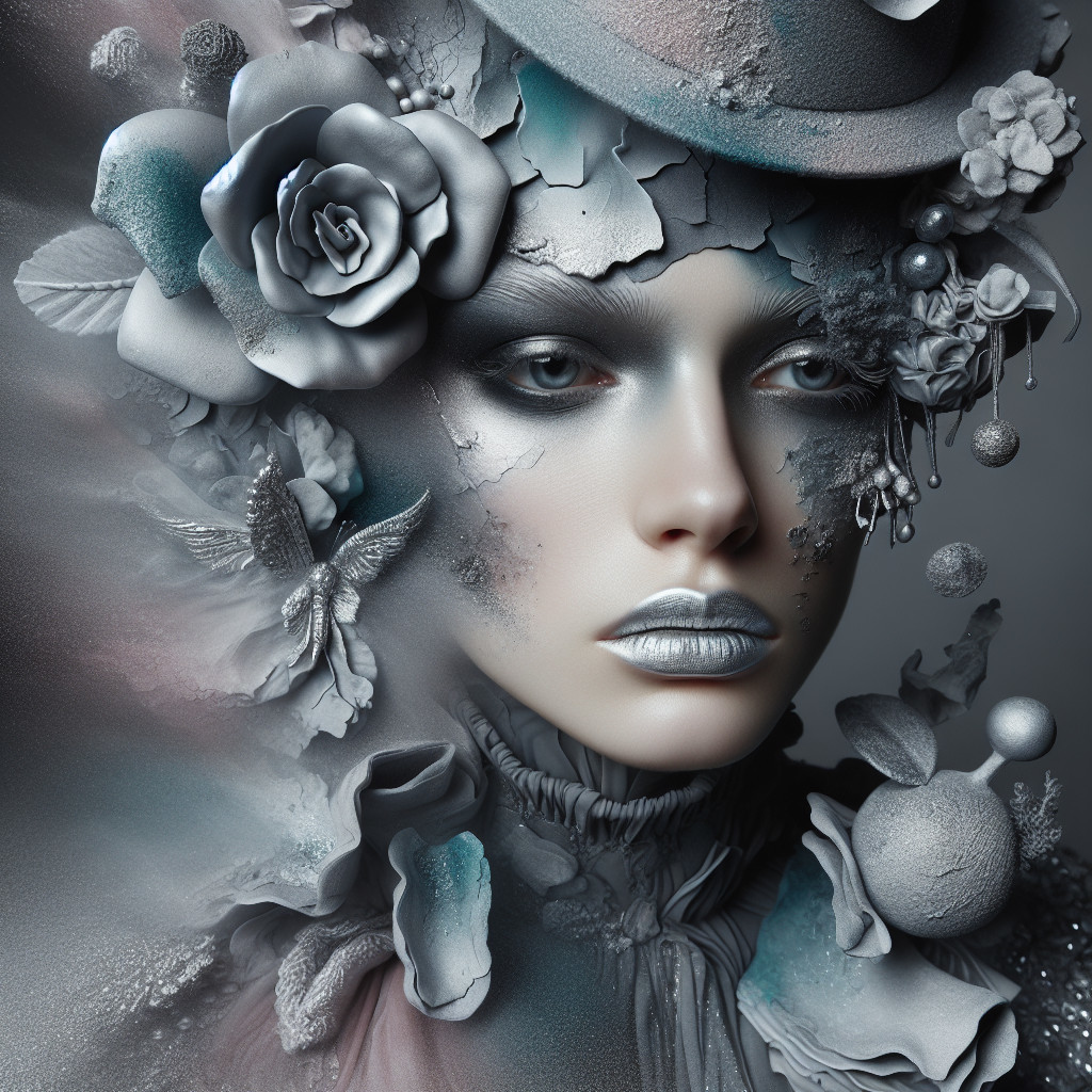 Surreal Portrait of Woman with Floral Elements