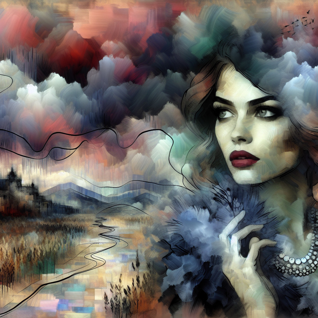 Contemplative Woman in Dreamlike Landscape Art