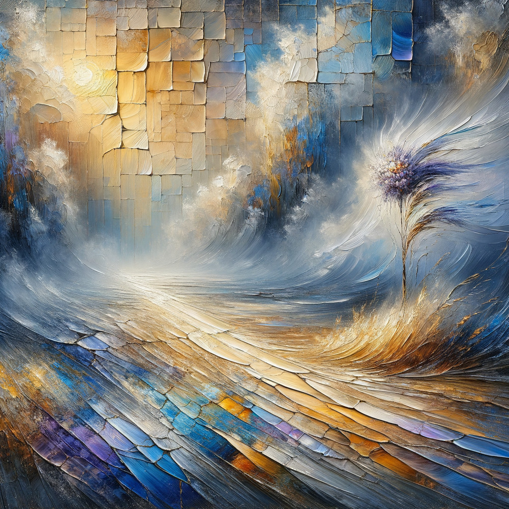 Vibrant Abstract Landscape with Clouds and Waves