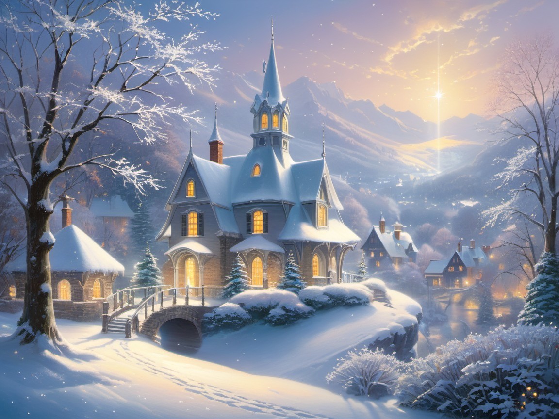 Snow-Covered Cottage in a Winter Landscape