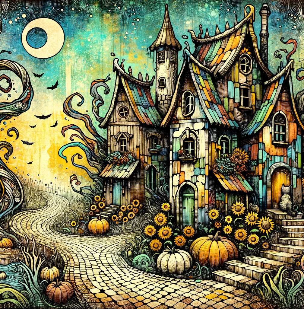 Whimsical Colorful Village with Eccentric Houses