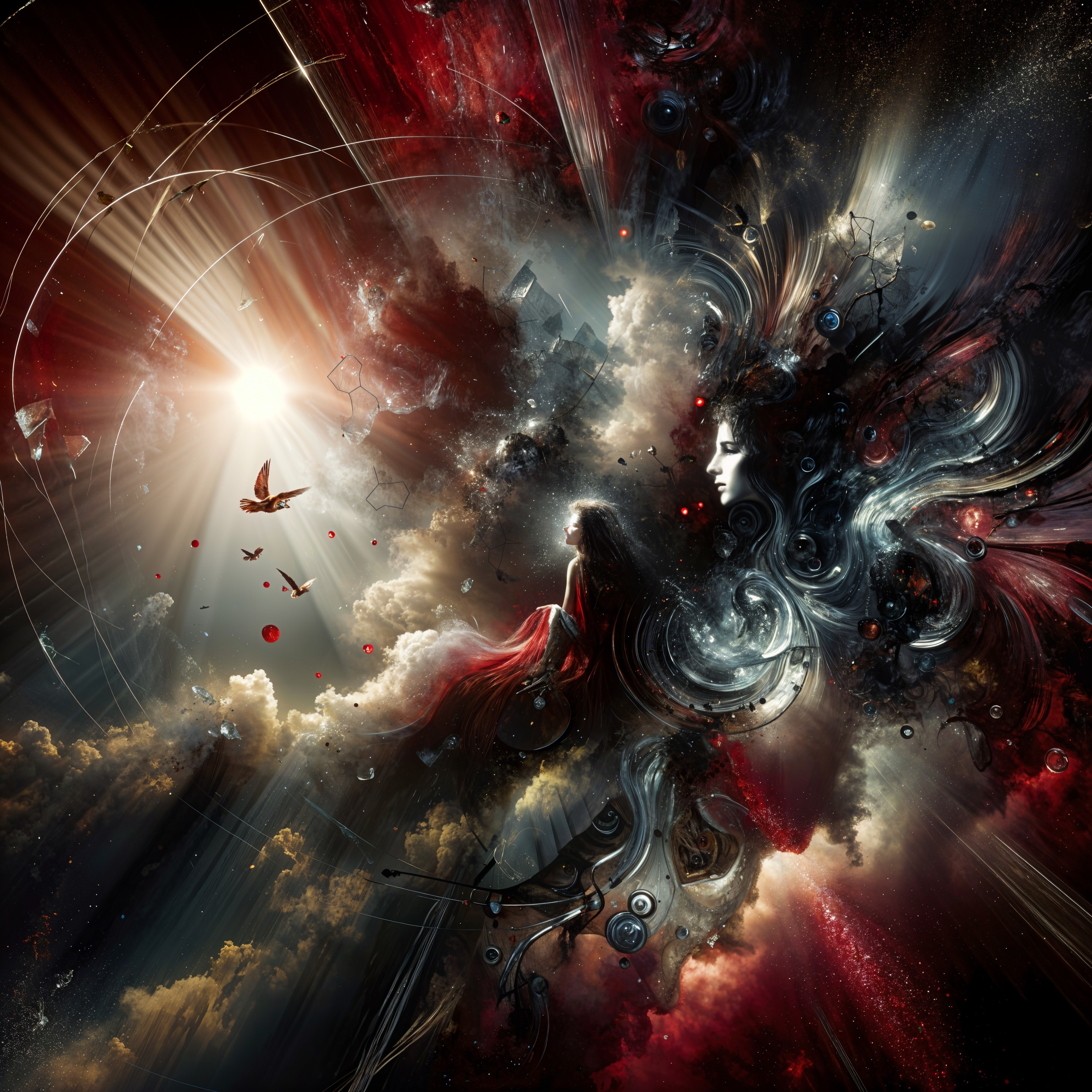 Cosmic Scene of Celestial Figure and Vibrant Colors
