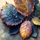 Vibrant Leaves in Blue, Purple, and Orange Hues
