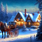 Cozy Snow-Covered Cottage in a Winter Landscape