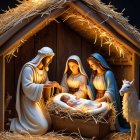 Nativity Scene Featuring Mary, Joseph, and Angels