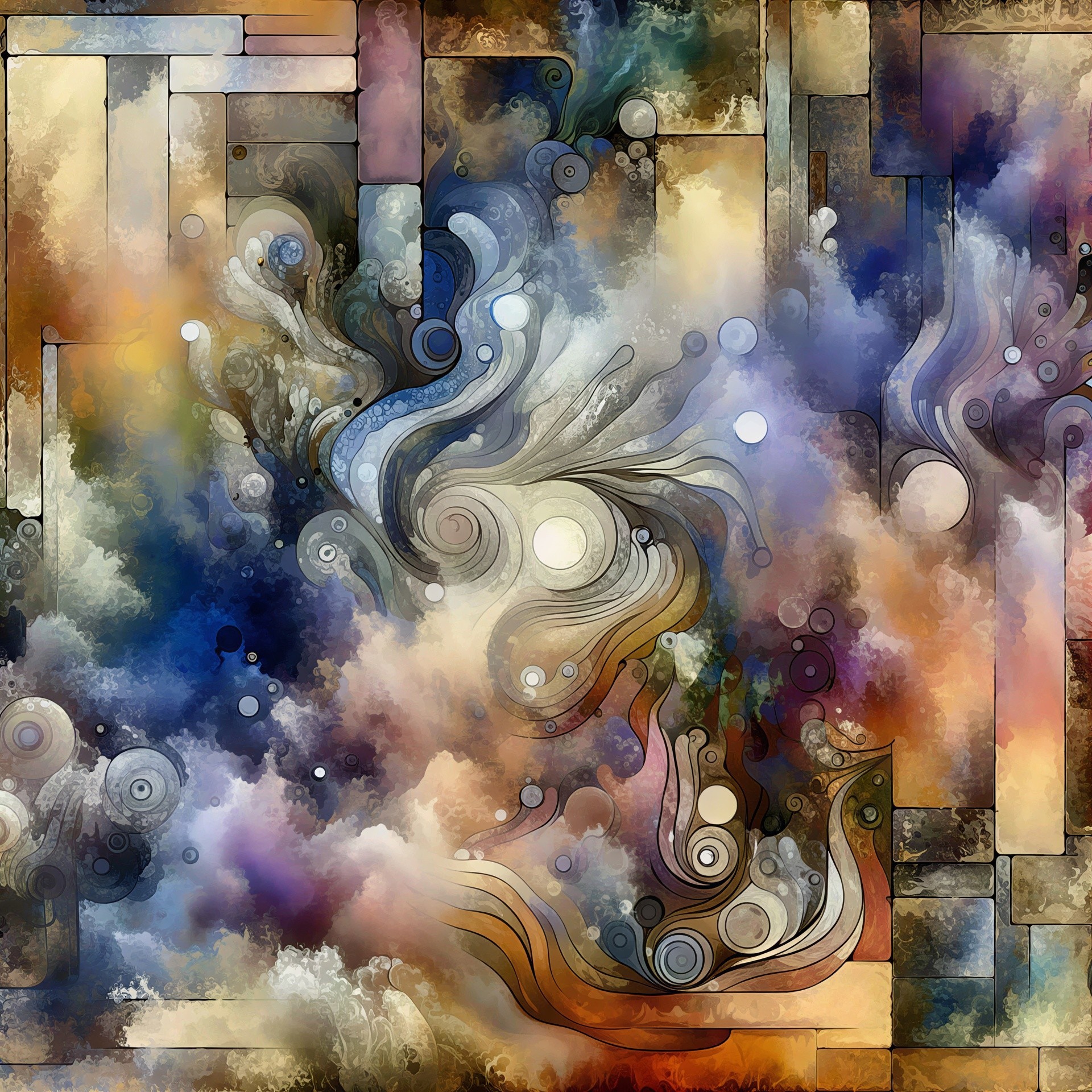 Psychedelic Art on Canvas with Celestial Motif