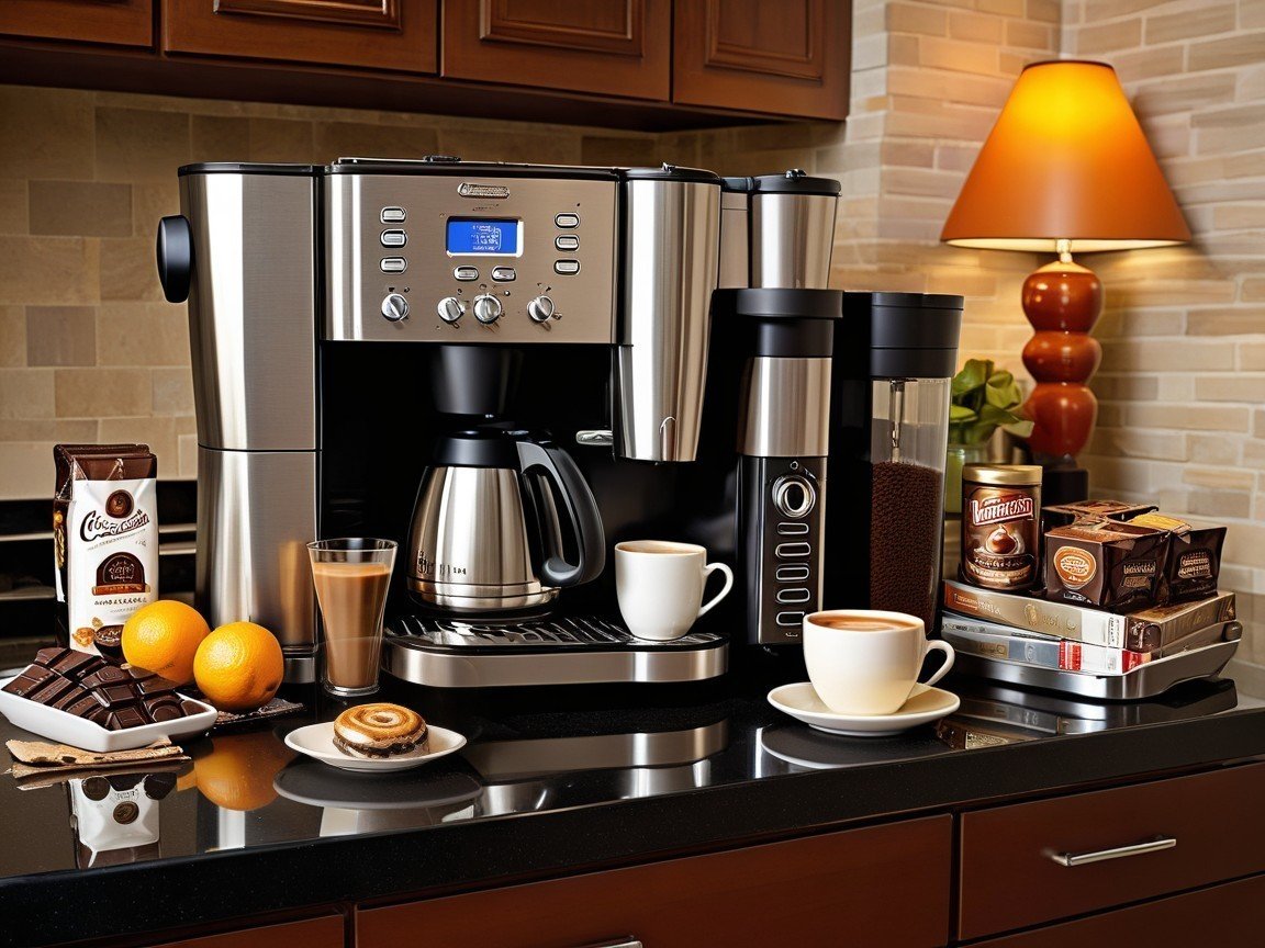 Modern Kitchen with Sleek Coffee Maker and Accessories