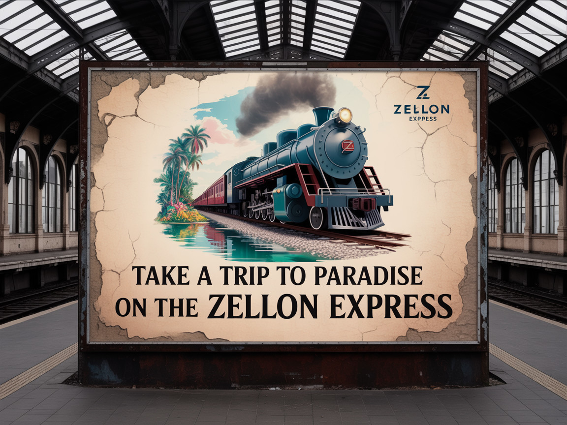 Vintage Advertisement for Zellon Express Steam Train