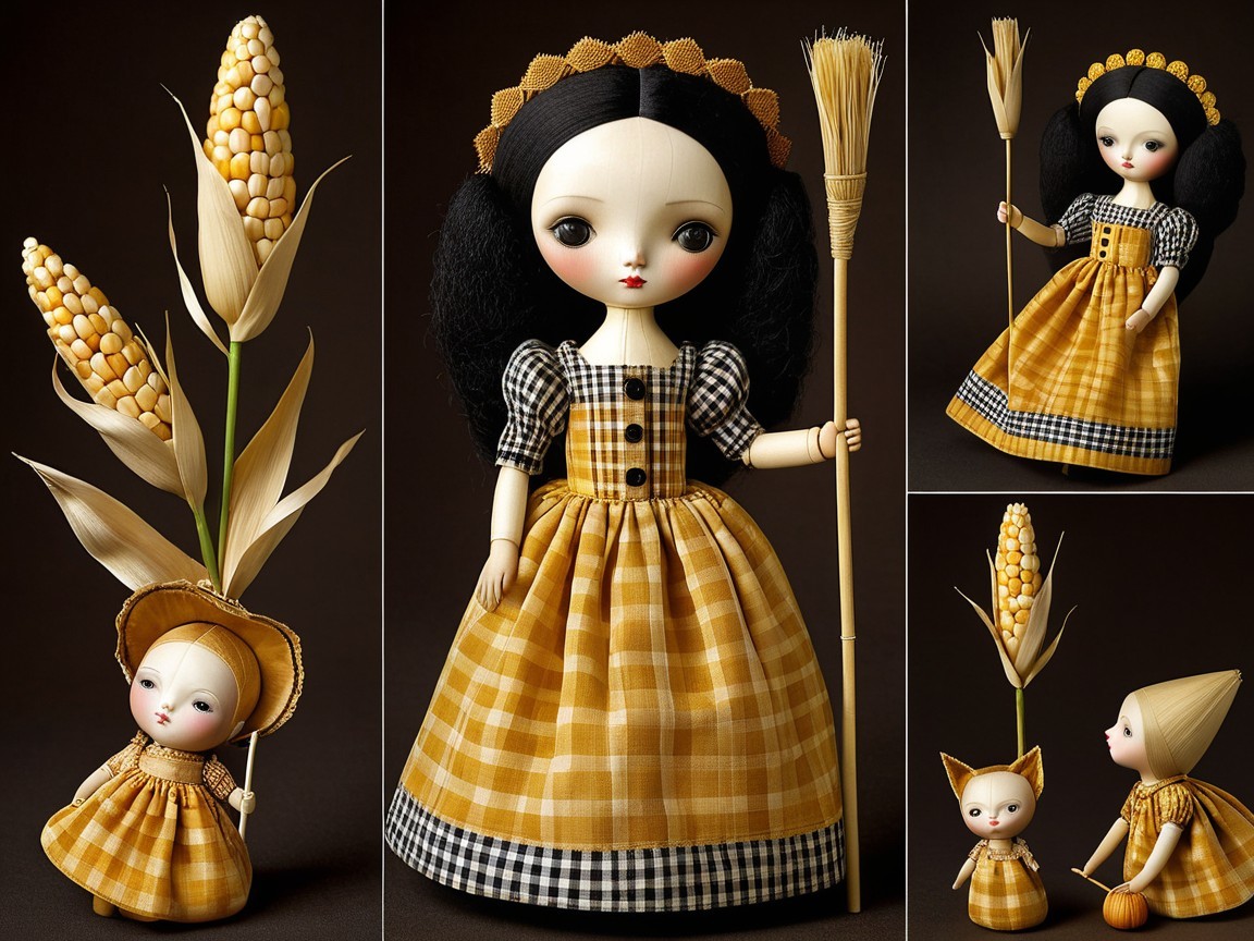 Handcrafted Vintage Dolls with Unique Accessories