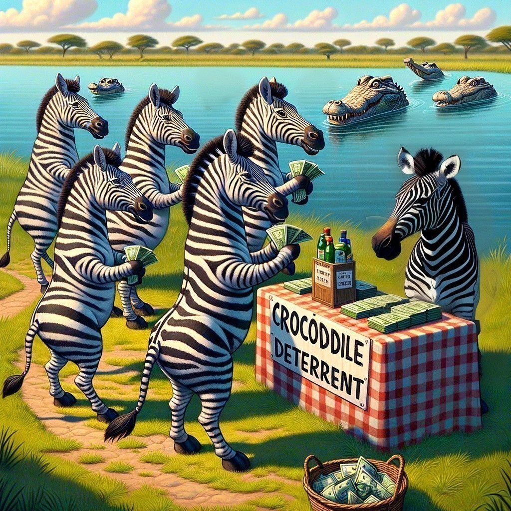 Zebras at Table for Crocodile Deterrent Products