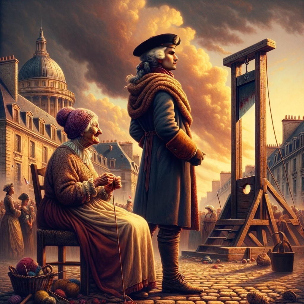 18th-Century Scene with Guillotine and Period Attire