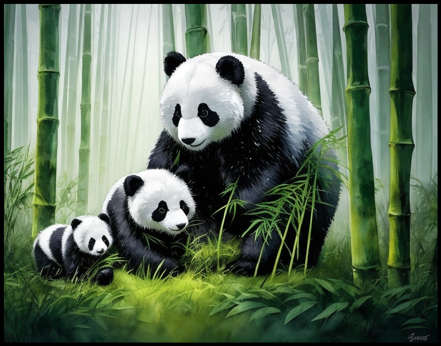 Panda and cubs