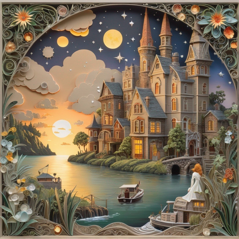 Fairytale Castle by Tranquil River at Dusk