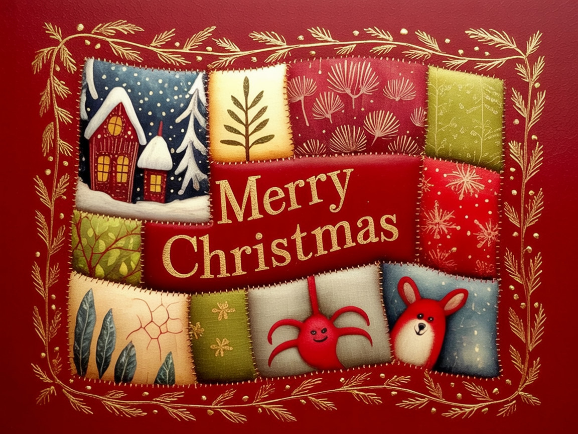 Handcrafted Christmas Card with Festive Design Elements