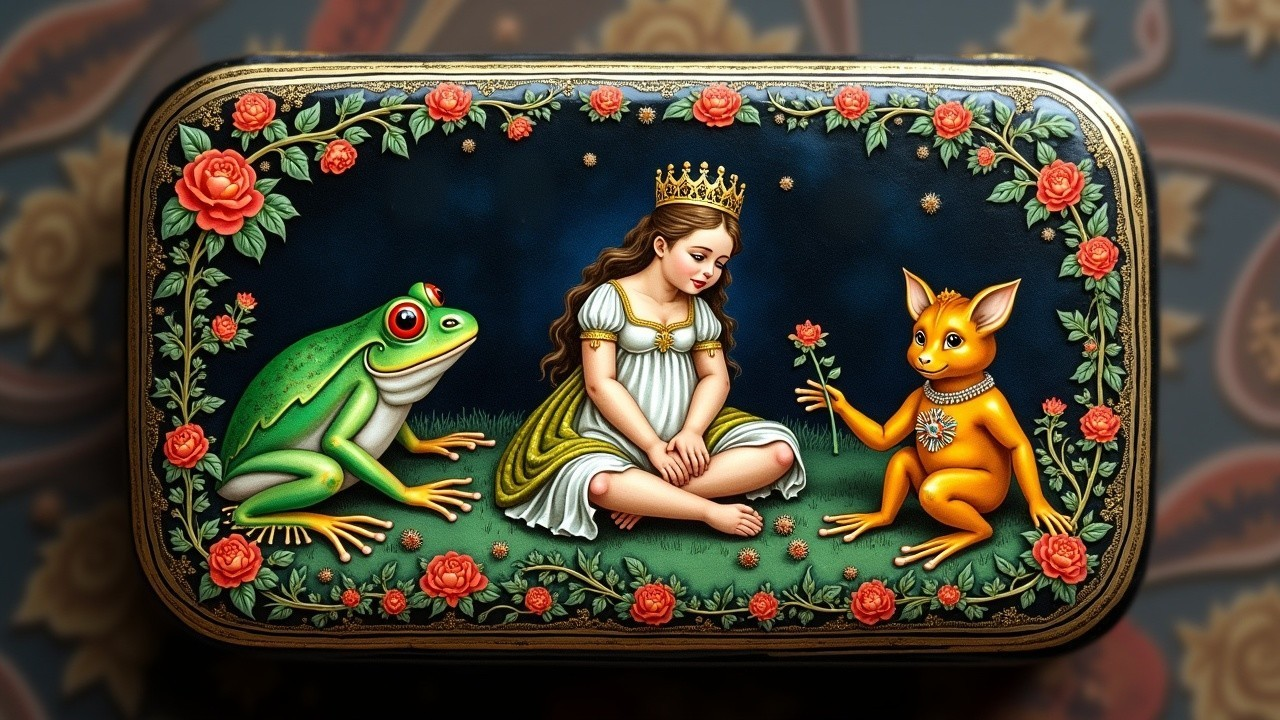 Whimsical Illustrated Tin Box with Enchanted Scene