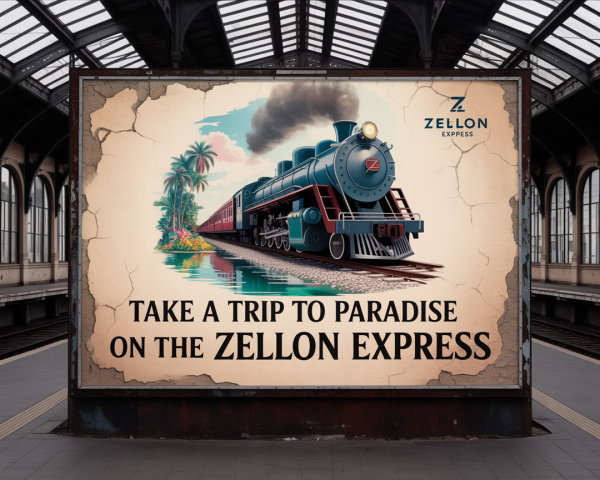 Vintage Advertisement for Zellon Express Steam Train