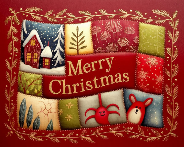 Handcrafted Christmas Card with Festive Design Elements