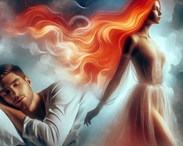 Ethereal Scene of Woman in Translucent Gown