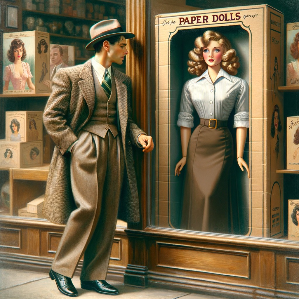 Vintage Storefront with Life-Sized Paper Doll Display