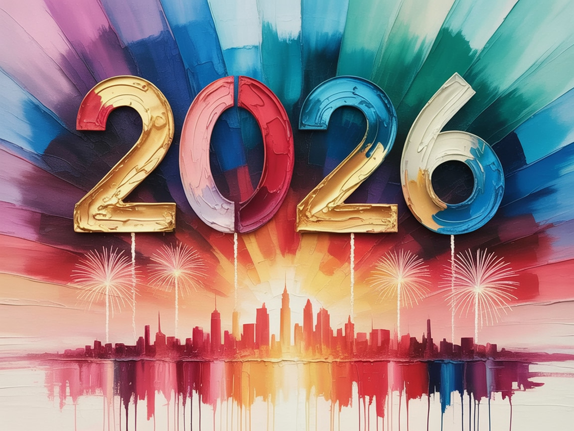 Colorful Abstract Oil Painting Featuring "2026