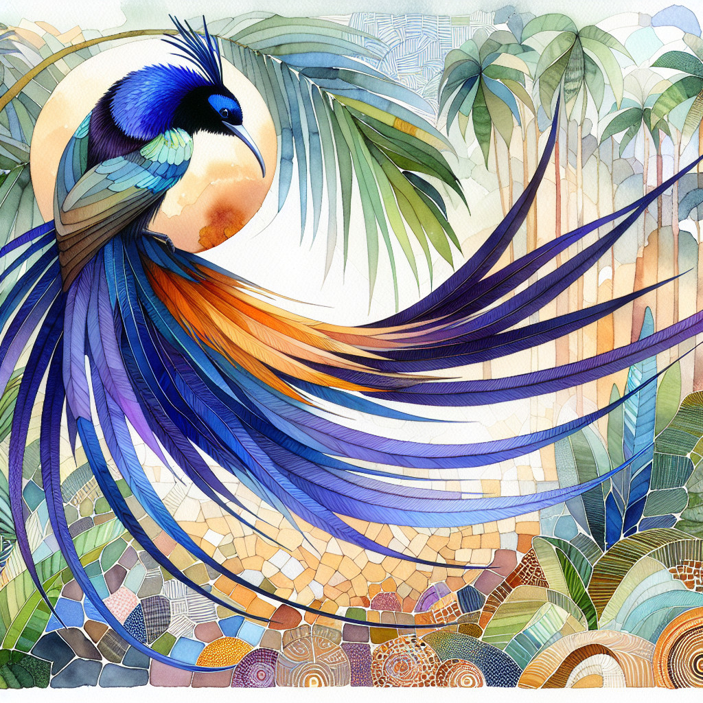 Vibrant Bird with Colorful Feathers in Tropical Scene