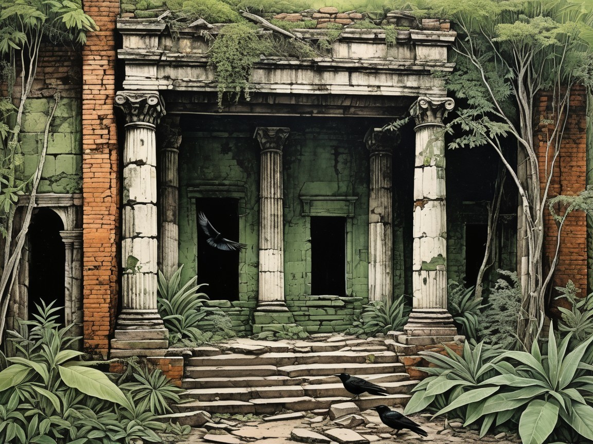 Dilapidated Structure Surrounded by Nature's Reclamation