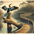 Majestic Bird in Serene Wetland Landscape
