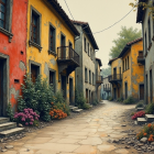 Deserted Street in an Abandoned Neighborhood Scene