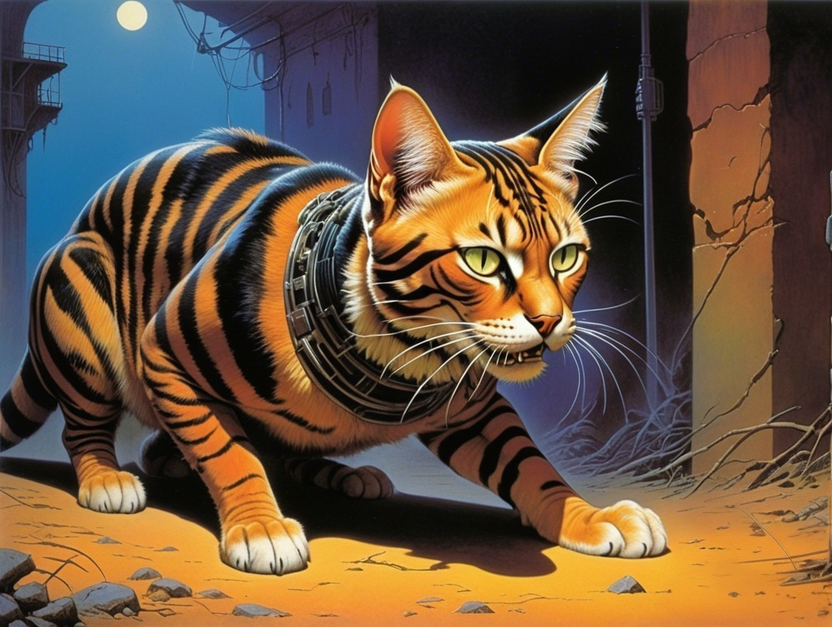 Bengal Cat in Urban Alley with Striking Features