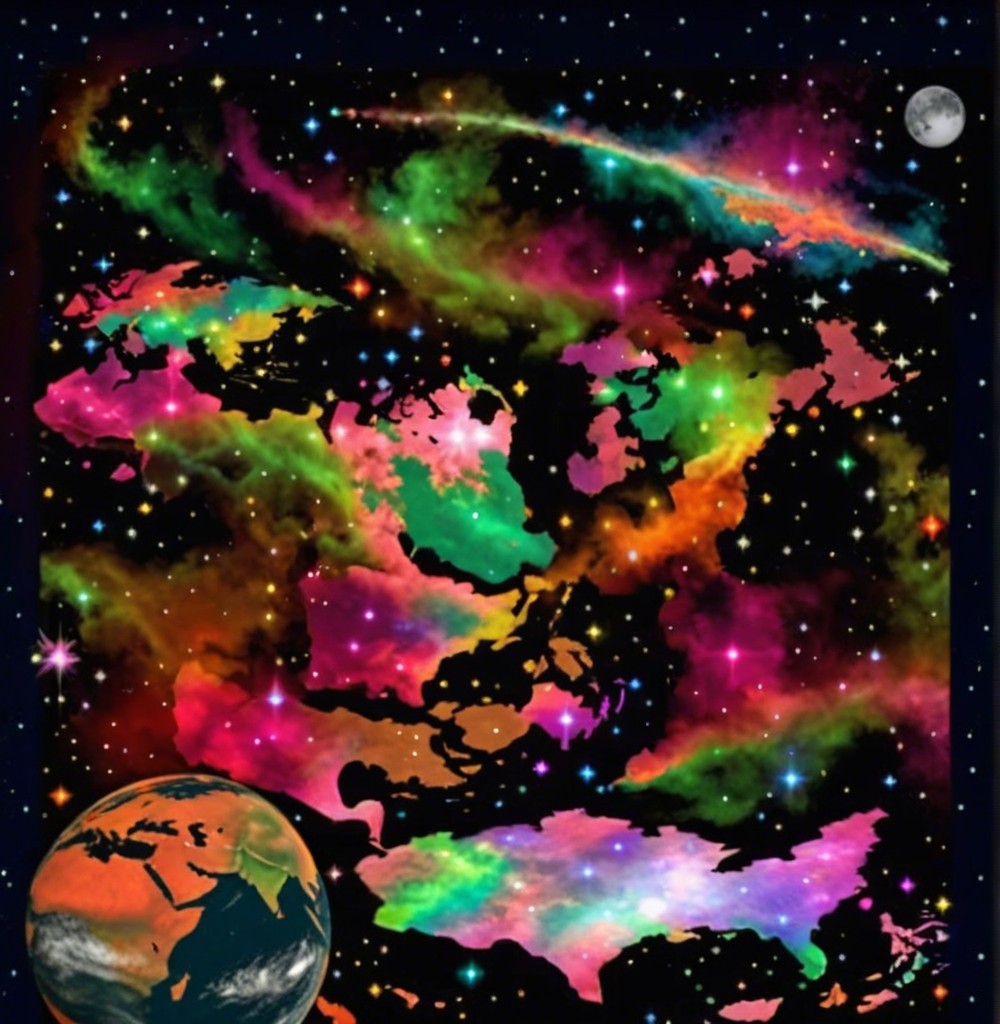 Vivid Cosmic Scene with Nebulae and Stars