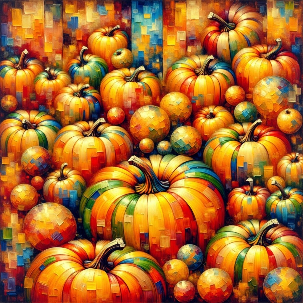 Vibrant Harvest Scene with Assorted Pumpkins