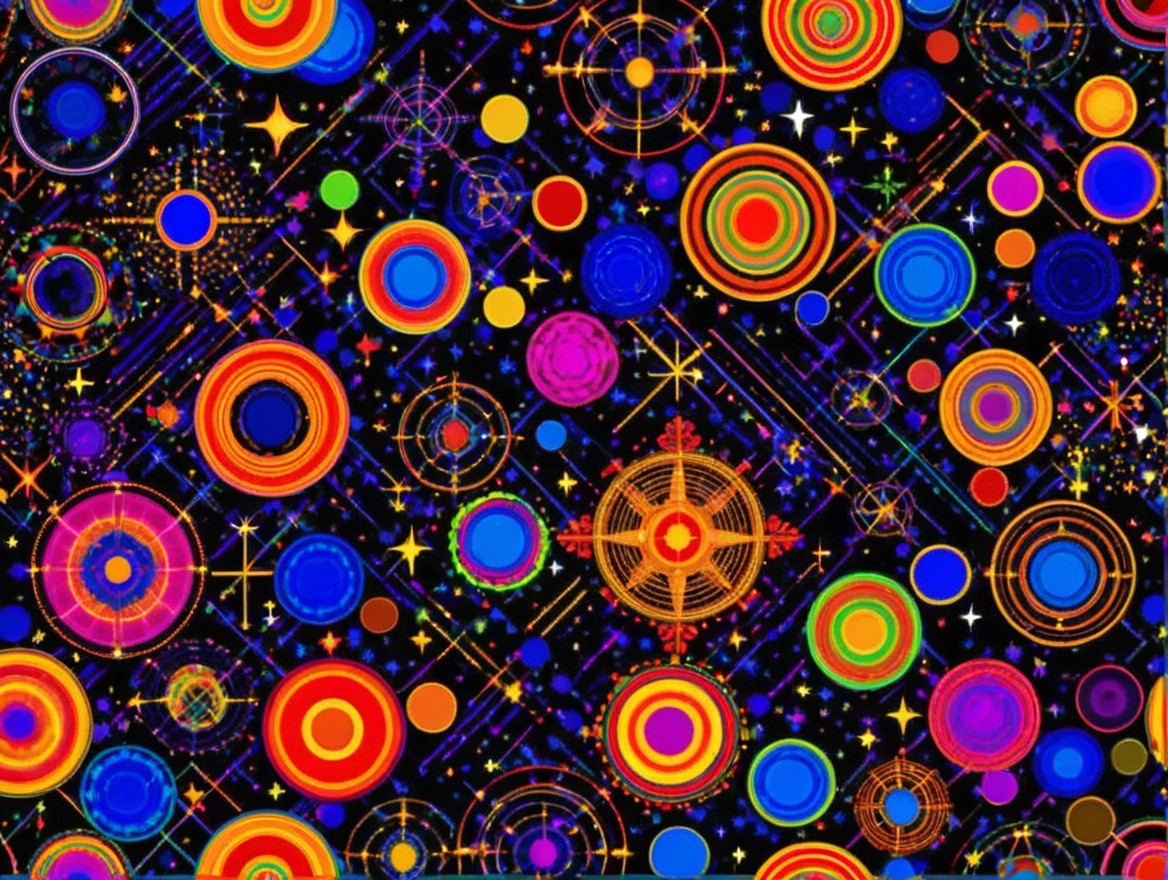 Vibrant Abstract Pattern with Colorful Circles and Shapes
