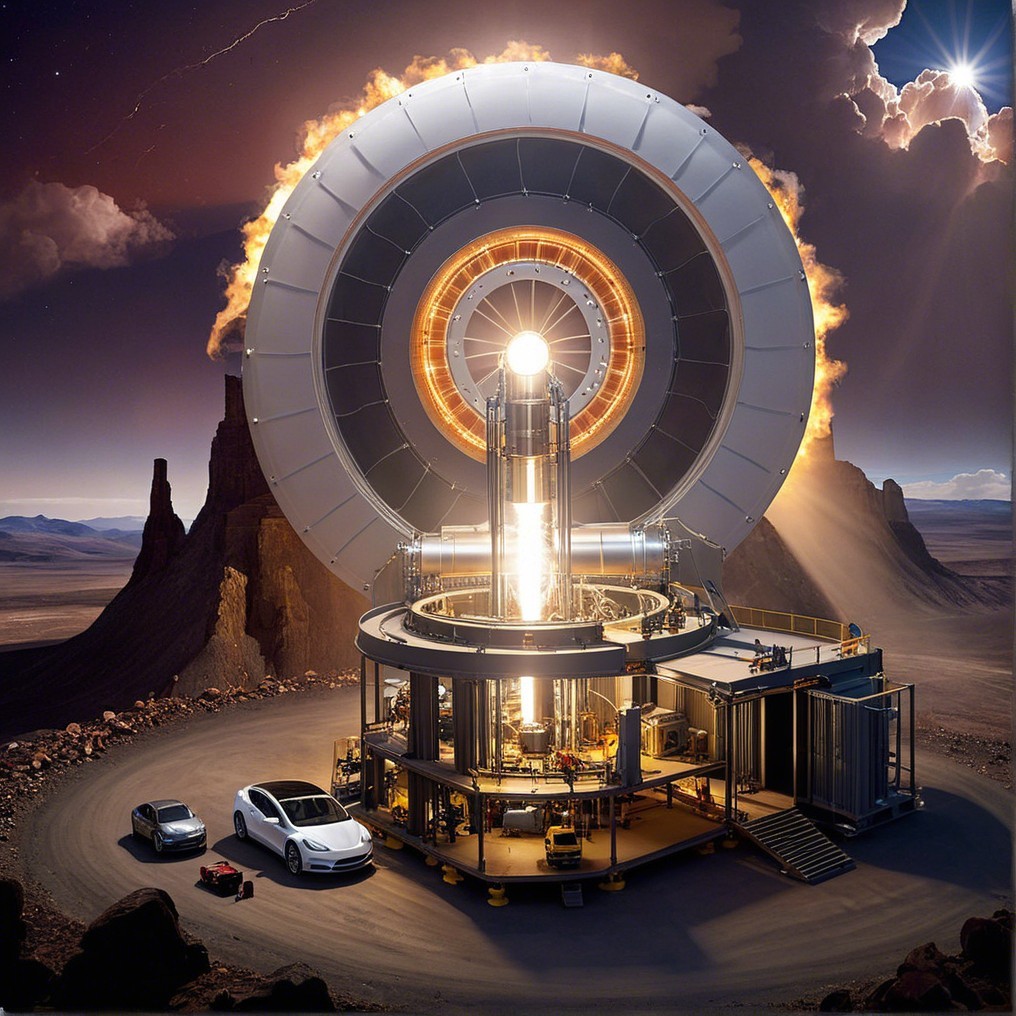 Futuristic Rocket Launch Pad in Desert Landscape