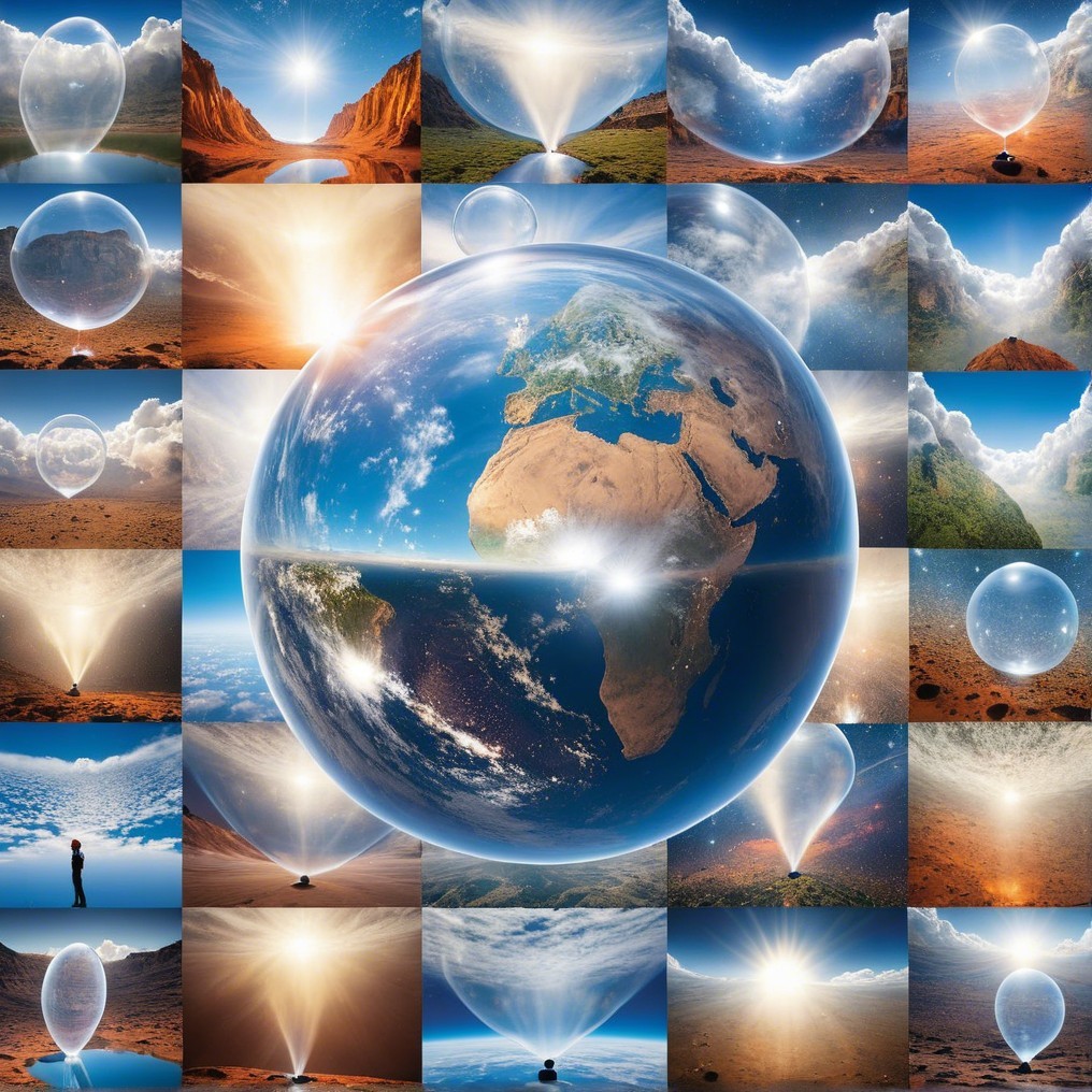 Celestial and Earthly Landscapes Collage with Globe