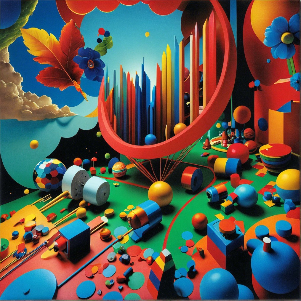 Colorful Abstract Landscape with Geometric Shapes