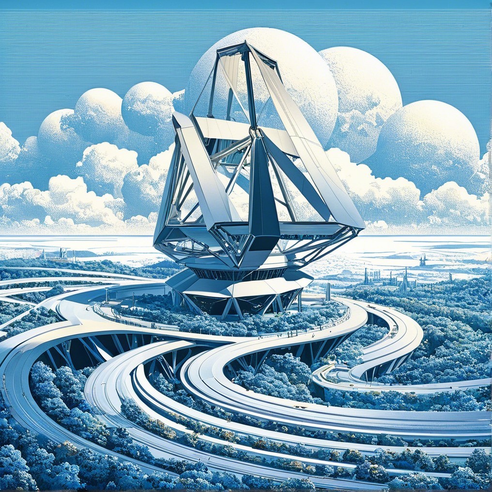 Futuristic Architectural Structure in Natural Landscape