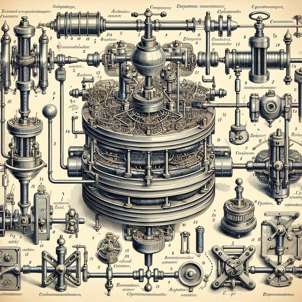Detailed Diagram of a Steampunk Mechanical Invention