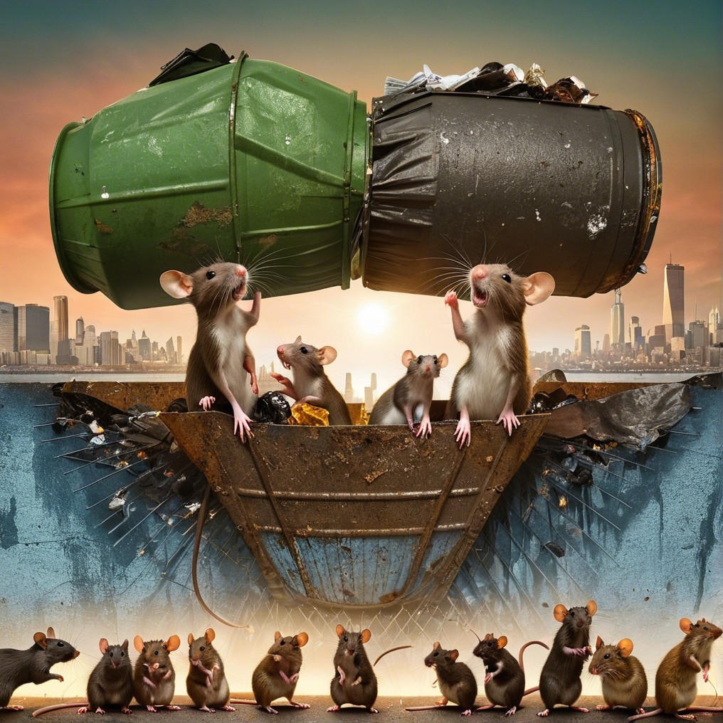 Animated Rats Celebrate on Dumpster in Cityscape