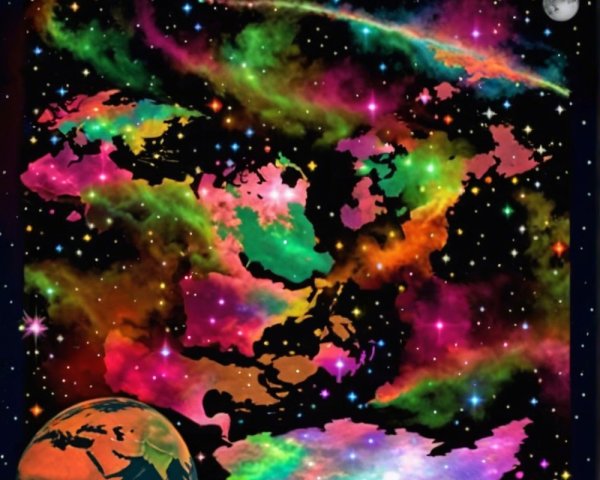 Vivid Cosmic Scene with Nebulae and Stars
