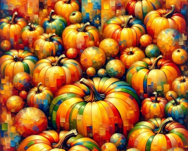 Vibrant Harvest Scene with Assorted Pumpkins