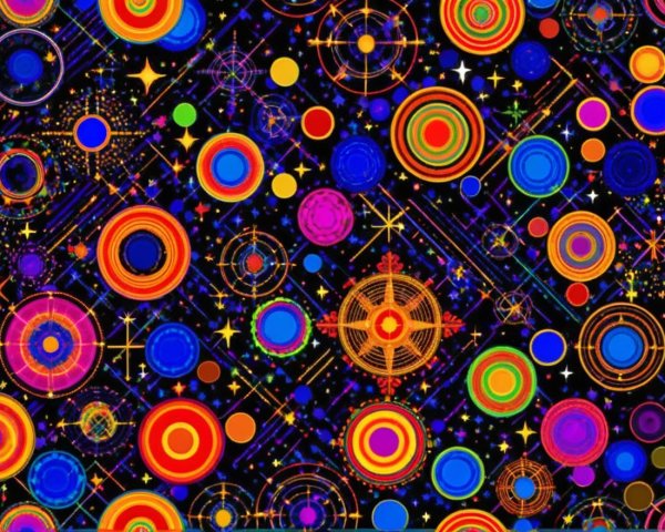 Vibrant Abstract Pattern with Colorful Circles and Shapes