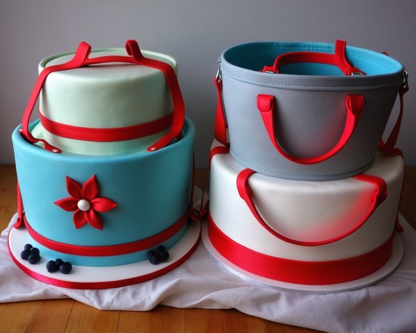 Stylish Handbag-Inspired Cake Designs in Various Colors