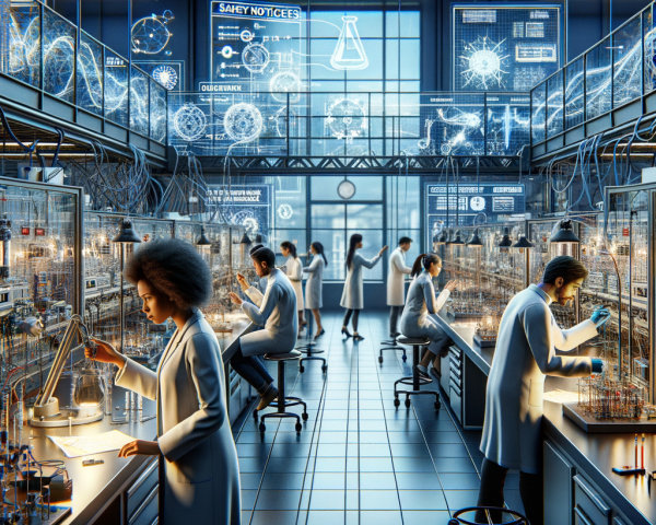 Modern Laboratory with Scientists and Advanced Equipment