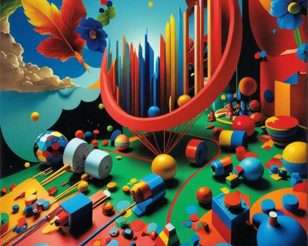 Colorful Abstract Landscape with Geometric Shapes