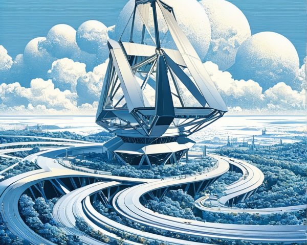 Futuristic Architectural Structure in Natural Landscape