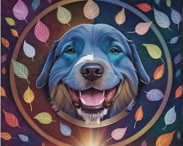 Vibrant Artistic Representation of a Smiling Dog