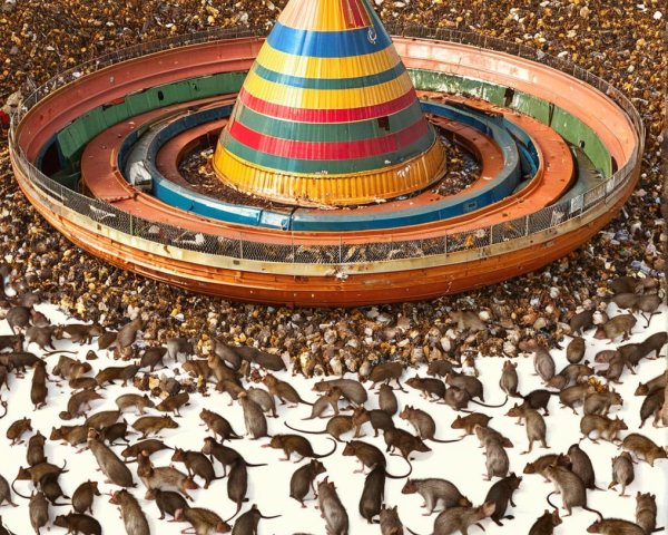 Colorful Cone Structure Surrounded by Scattered Debris
