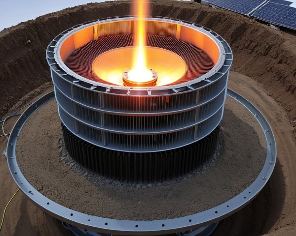 Large Turbine Structure with Flame and Solar Panels
