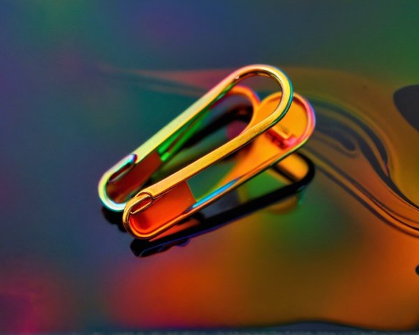Colorful Safety Pins on Vibrant Swirling Background